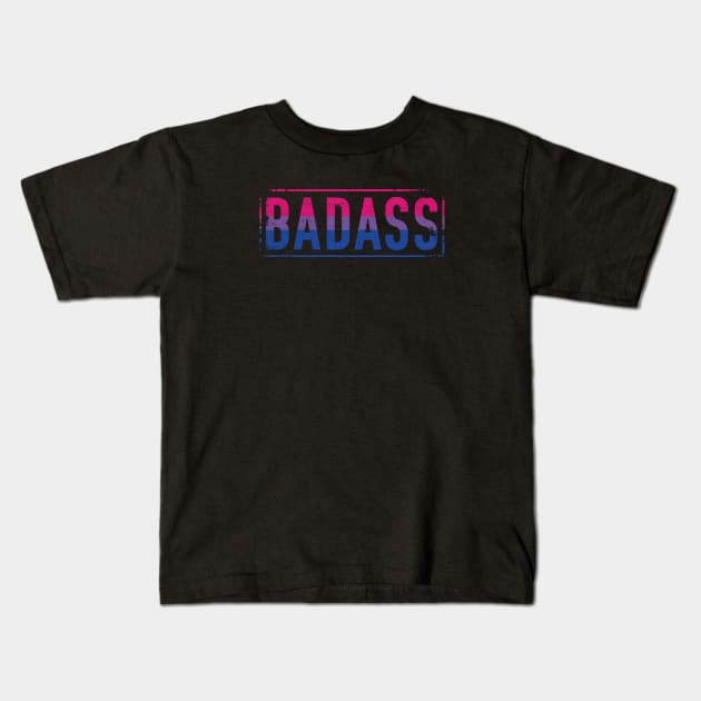 Bisexual Pride Badass Distressed Bi Pride Kids T-Shirt by mindeverykind